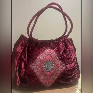 NWT Chico‘s crushed velvet beaded hobo bag